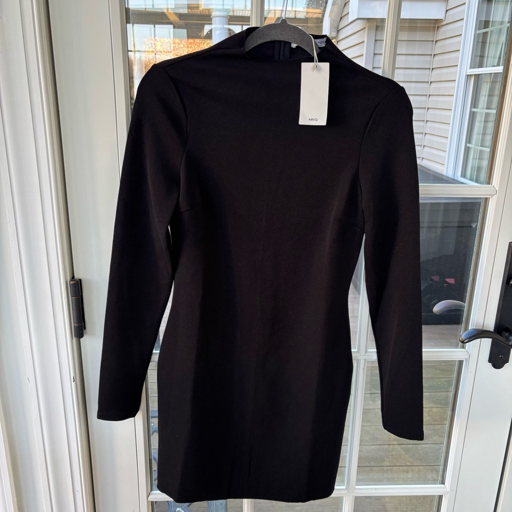 Mango Black Long Sleeve Knit Dress